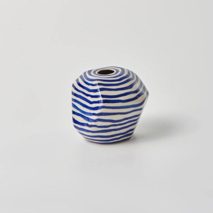 Facet Vase Small Blue Lines - Jones & Co - Ruby's Home Store