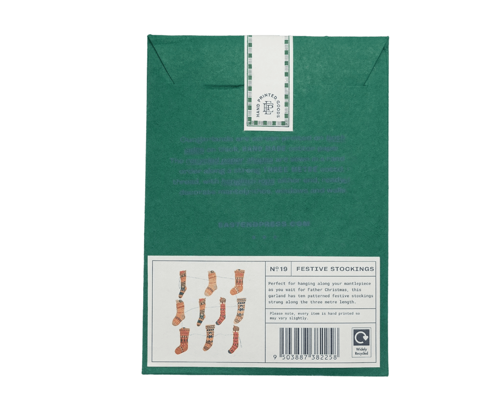 Festive Stockings Sewn Garland - East End Press - Ruby&