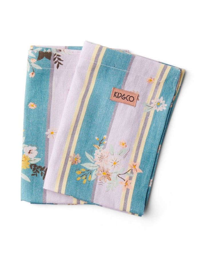 Floral Stripe Linen Napkin Set - Kip & Co lol - Ruby's Home Store