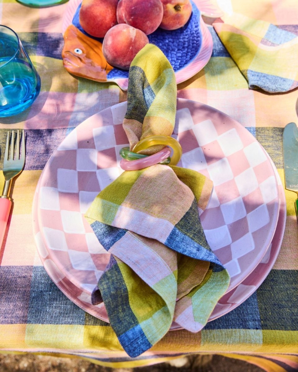 Florida Tartan 4 Piece Linen Napkin Set - Kip & Co - Ruby's Home Store