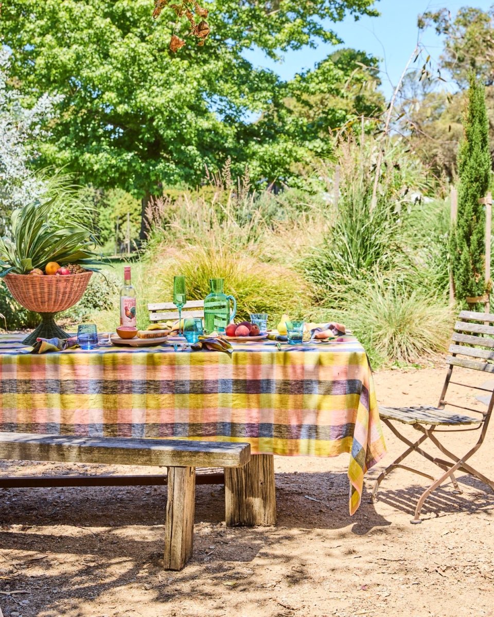 Florida Tartan Linen Tablecloth - Kip & Co - Ruby's Home Store