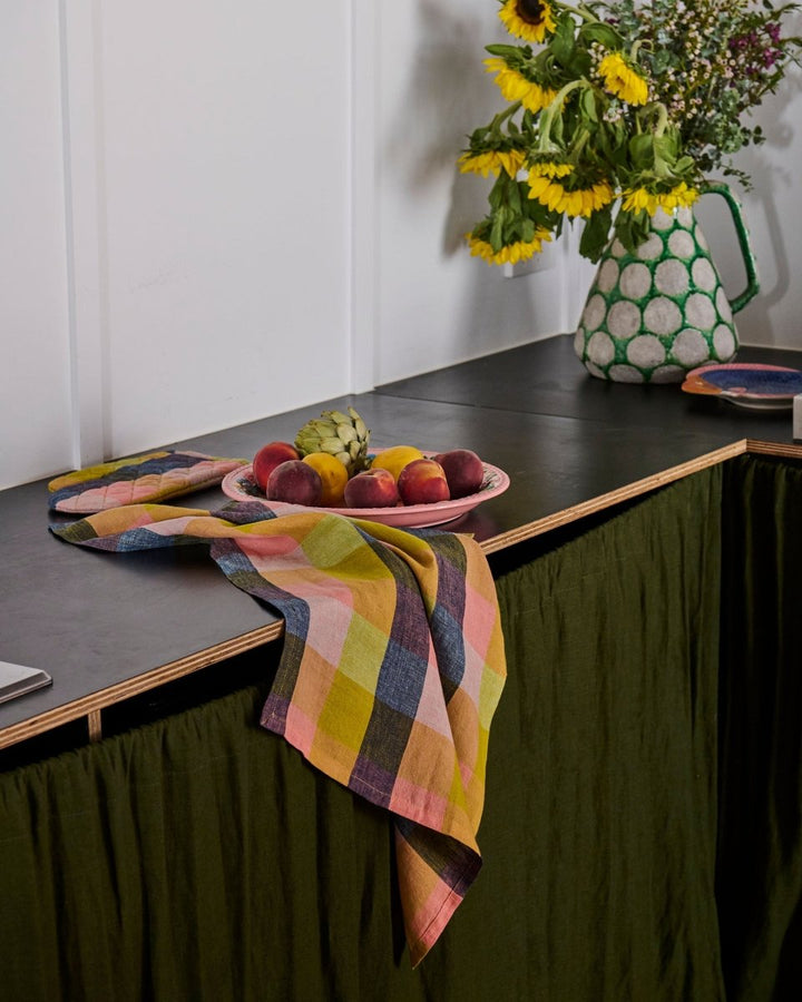 Florida Tartan Linen Tea Towel - Kip & Co - Ruby's Home Store