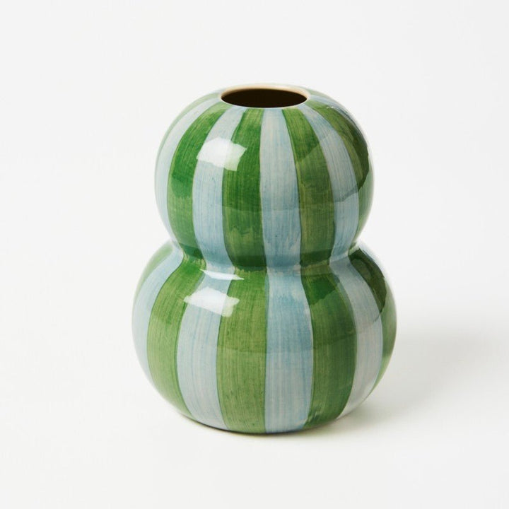 Fonda Green Blue Stripe Vase - Jones & Co - Ruby's Home Store