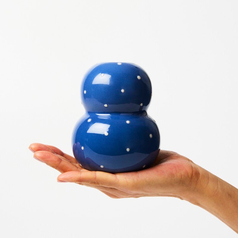 Fonda Navy Dotty Vase - Jones & Co - Ruby's Home Store