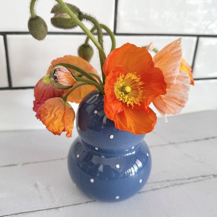 Fonda Navy Dotty Vase - Jones &amp; Co - Ruby&
