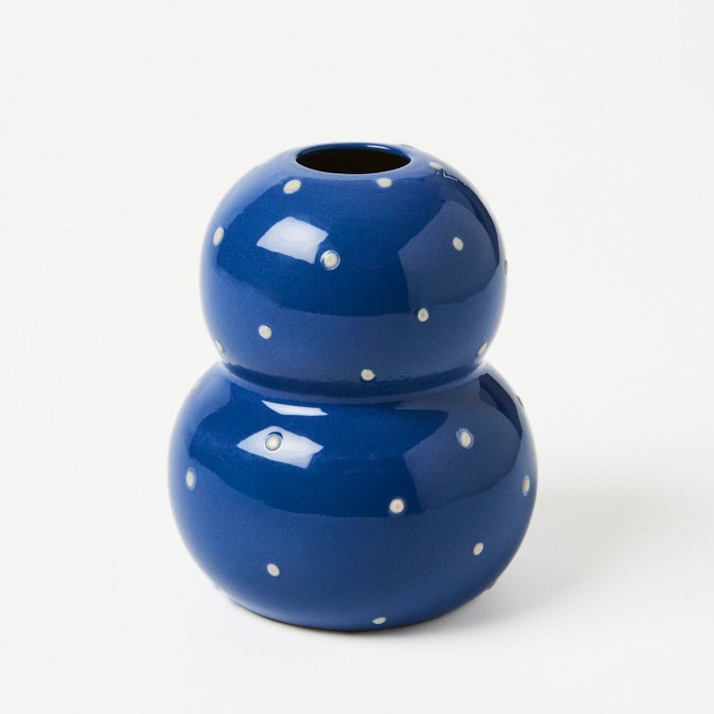 Fonda Navy Dotty Vase - Jones & Co - Ruby's Home Store