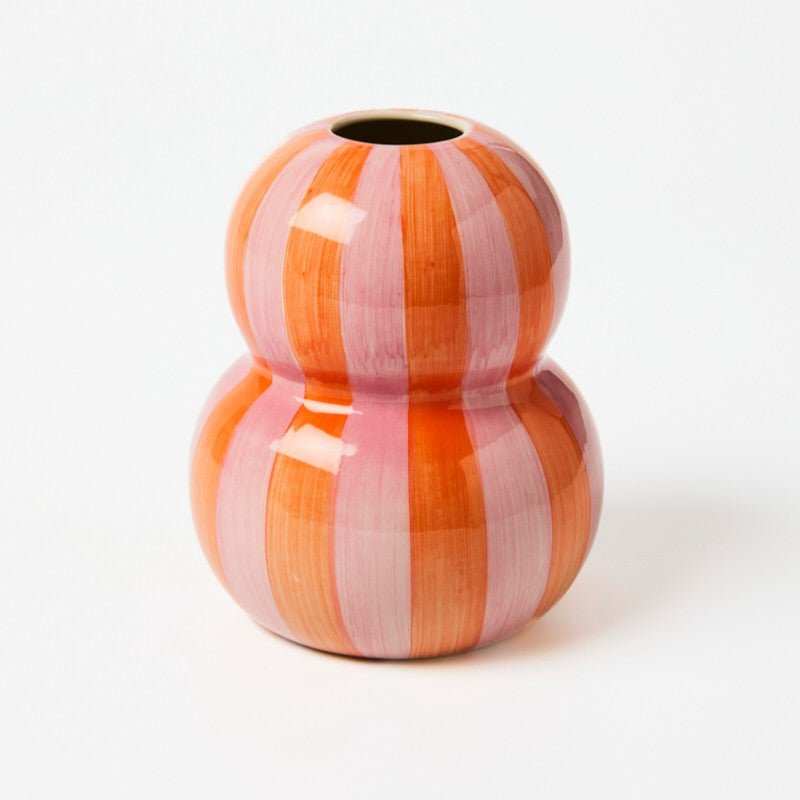 Fonda Pink Orange Stripe Vase - Jones & Co - Ruby's Home Store