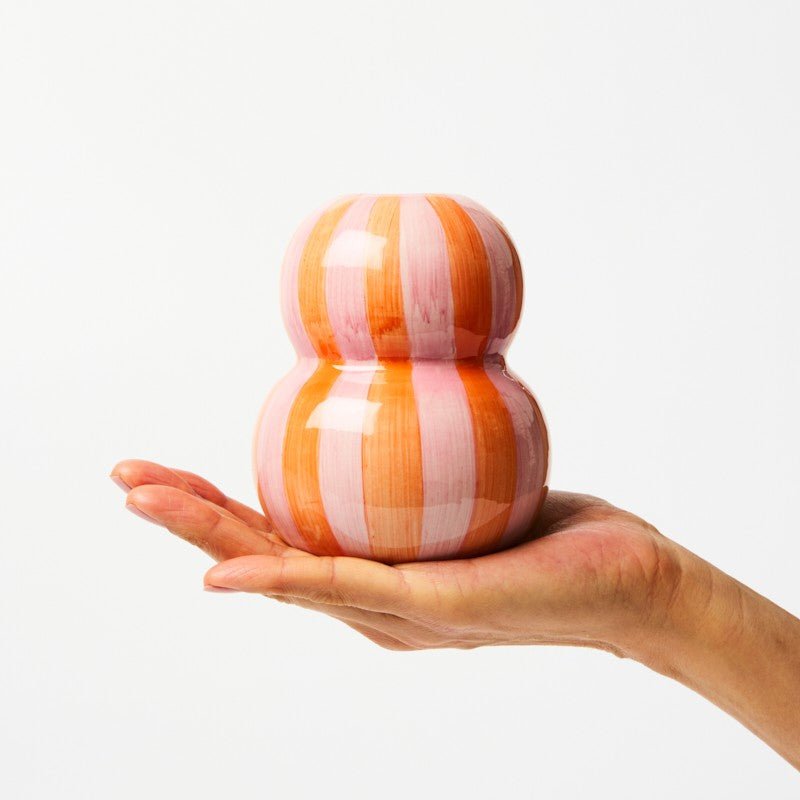 Fonda Pink Orange Stripe Vase - Jones & Co - Ruby's Home Store