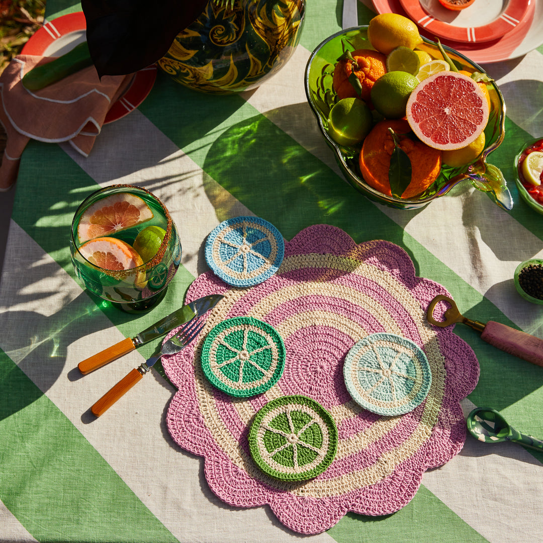 Fruitvale Crochet Coaster Set - Perilla - Sage x Clare