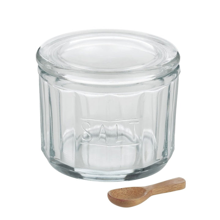 Glass Salt Jar with Wooden Scoop - Ruby's Home Store