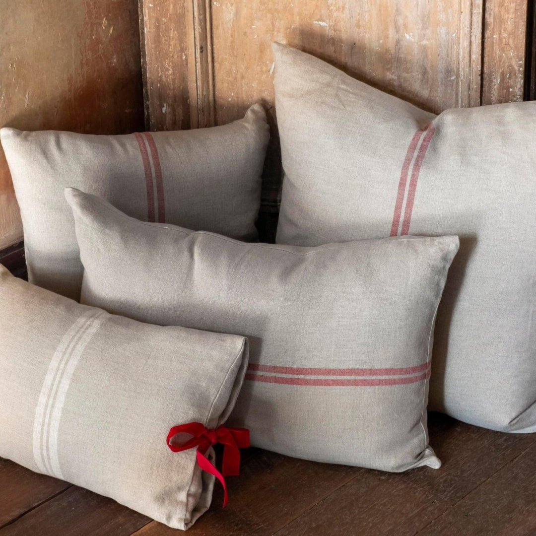 Juliette Cushion - Red French Linen - Ruby's Home Store