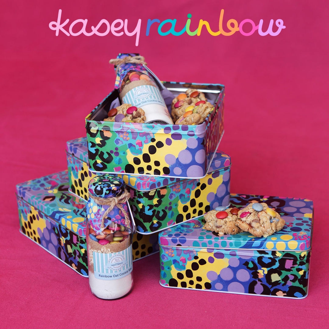 Kasey Rainbow Electric Leopard Biscuit Tin