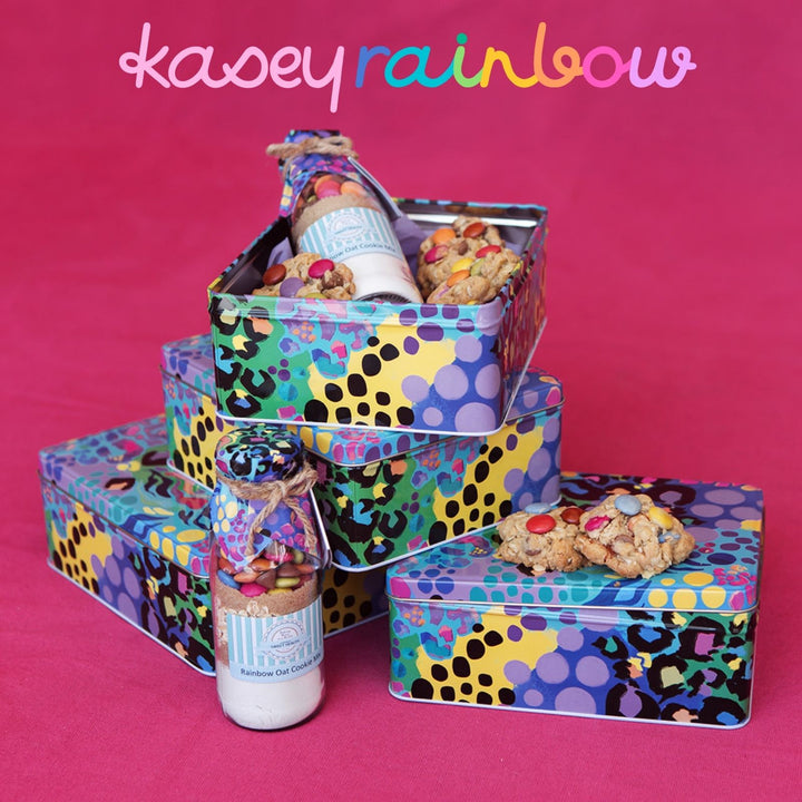 Kasey Rainbow Electric Leopard Biscuit Tin