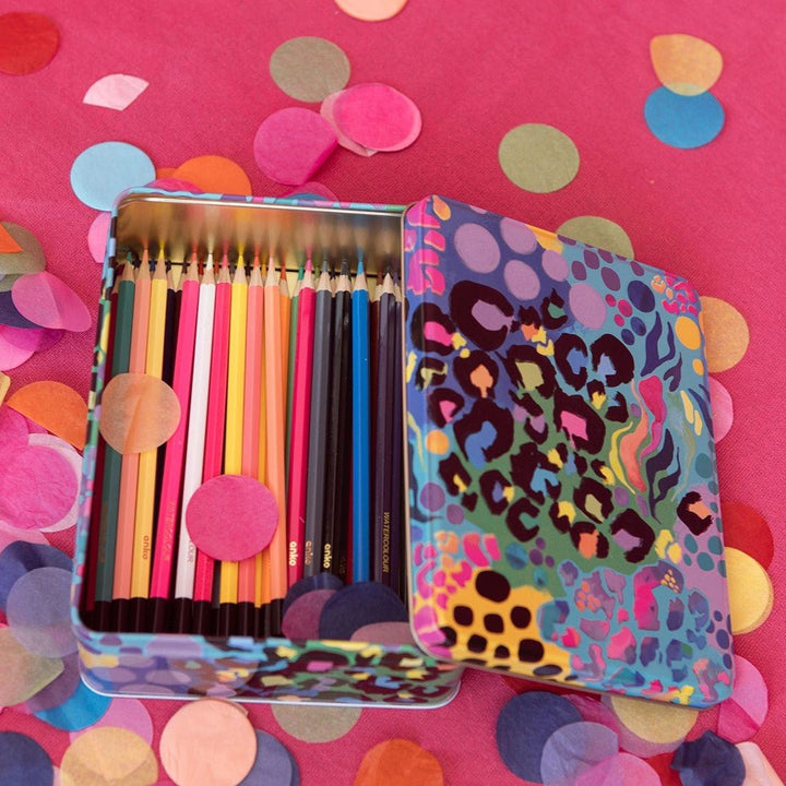 Kasey Rainbow Electric Leopard Biscuit Tin - Ruby&