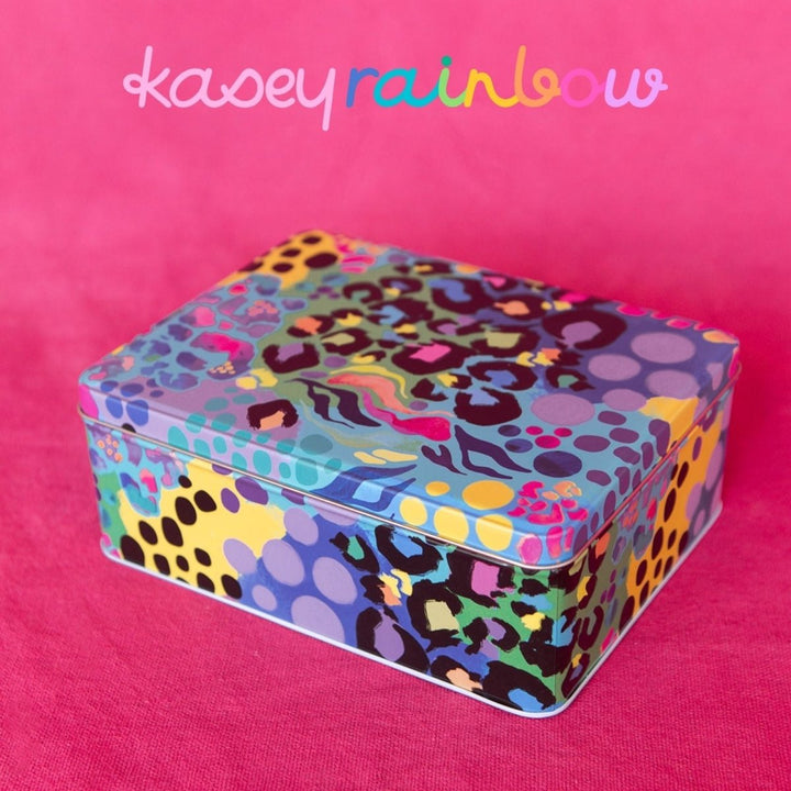 *PRE - ORDER* Kasey Rainbow Electric Leopard Biscuit Tin - Ruby&