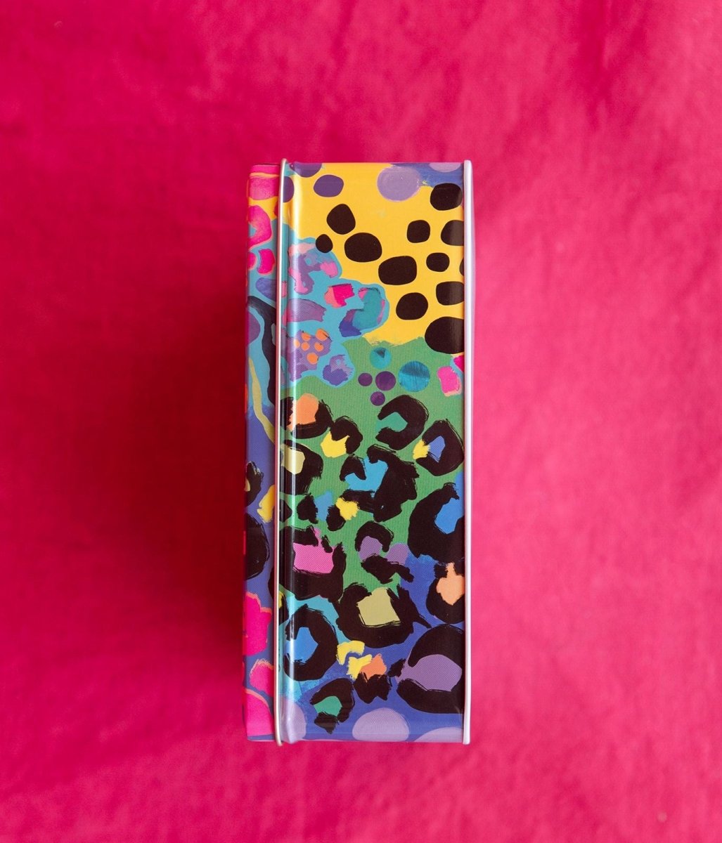 Kasey Rainbow Electric Leopard Biscuit Tin - Ruby&