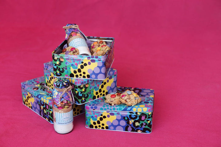 Kasey Rainbow Electric Leopard Biscuit Tin - Ruby's Home Store