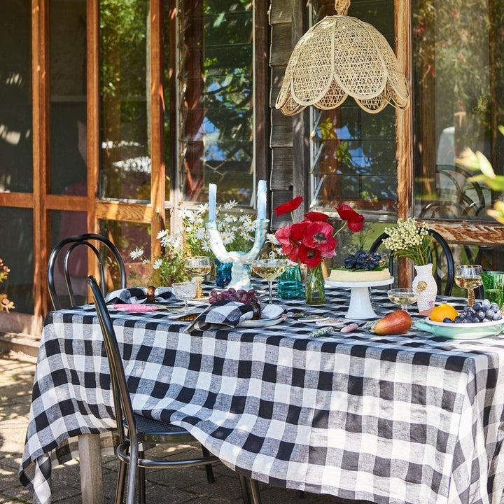 Kip & Co Black & White Gingham Linen Tablecloth - Ruby's Home Store