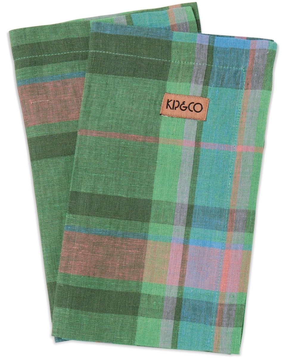 Kip & Co Jewel of The Nile Tartan Linen Napkins - Ruby's Home Store