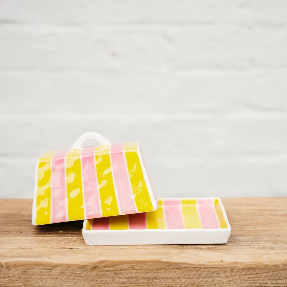 Large Butter Dish - Pink & Yellow - Noss & Co - Ruby's Home Store