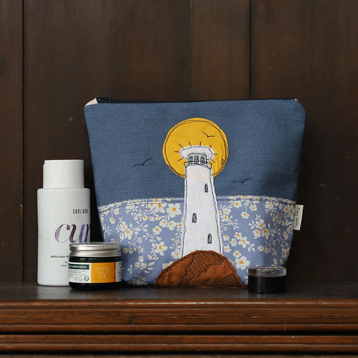 Lighthouse Embroidered Wash Bag/ Cosmetic Bag Poppy Treffry