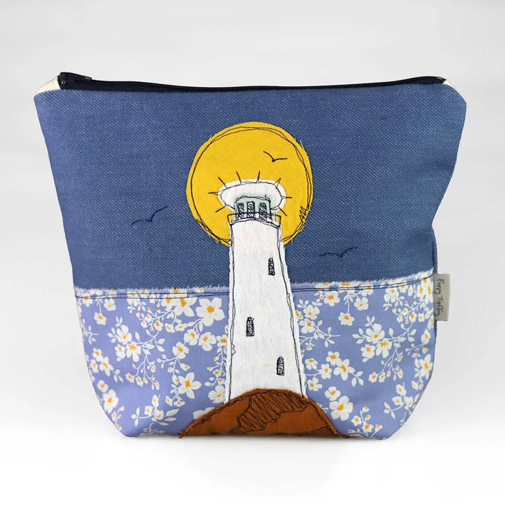 Lighthouse Embroidered Wash Bag/ Cosmetic Bag Poppy Treffry