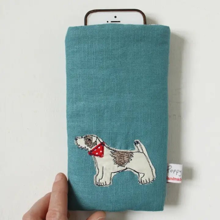 Little Dog Embroidered Phone/Glasses Case - Poppy Treffry - Ruby's Home Store