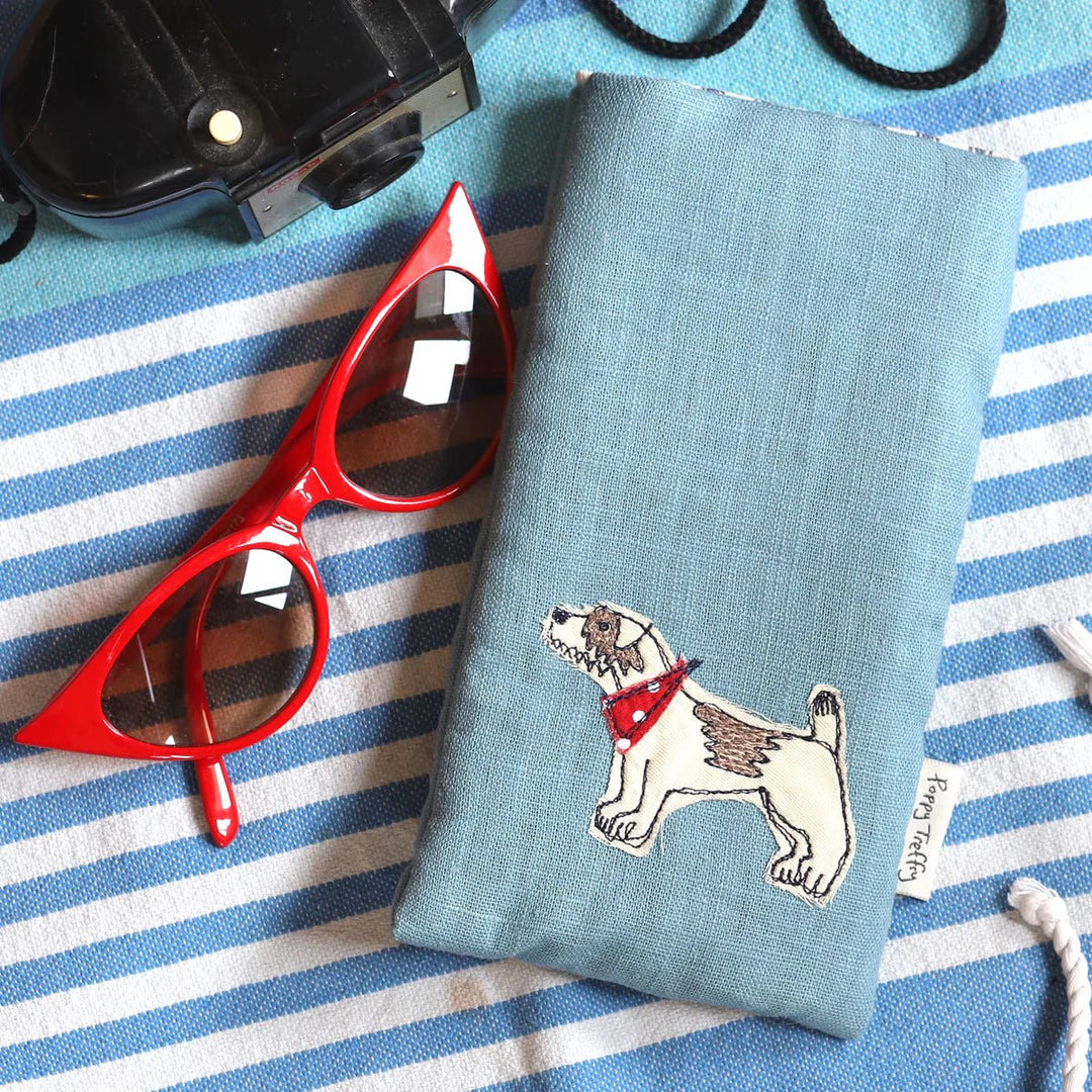 Little Dog Embroidered Phone/Glasses Case - Poppy Treffry - Ruby's Home Store