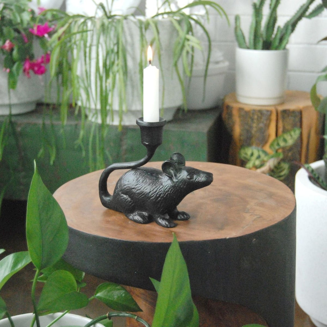 Mouse Candle Holder - Black - White Moose - Ruby's Home Store