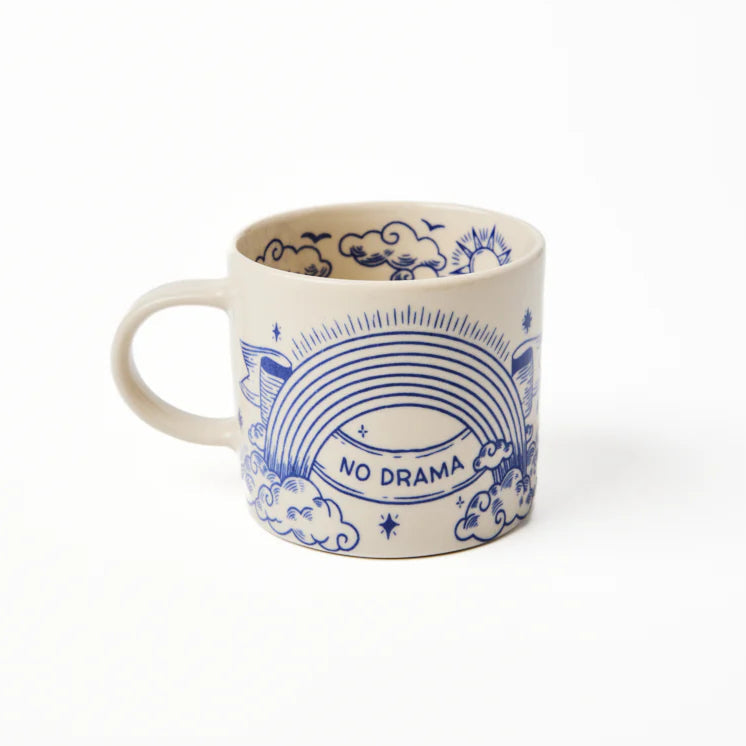Mug with blue designs and &
