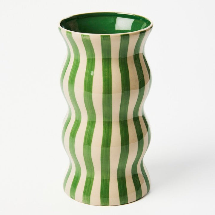 Palma Green Stripe Vase - Jones & Co - Ruby's Home Store