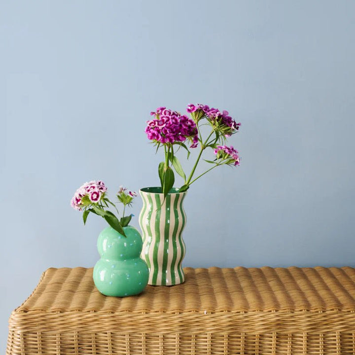 Palma Green Stripe Vase - Jones & Co - Ruby's Home Store
