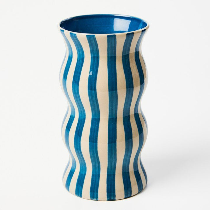 Palma Navy Stripe Vase - Jones & Co - Ruby's Home Store