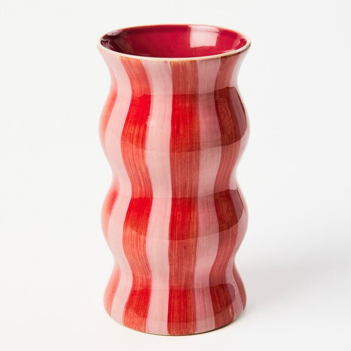 Palma Red Pink Stripe Vase - Jones & Co - Ruby's Home Store