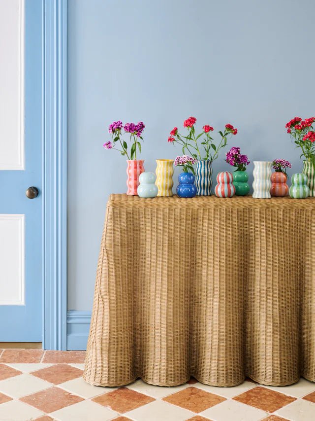 Palma Red Pink Stripe Vase - Jones & Co - Ruby's Home Store