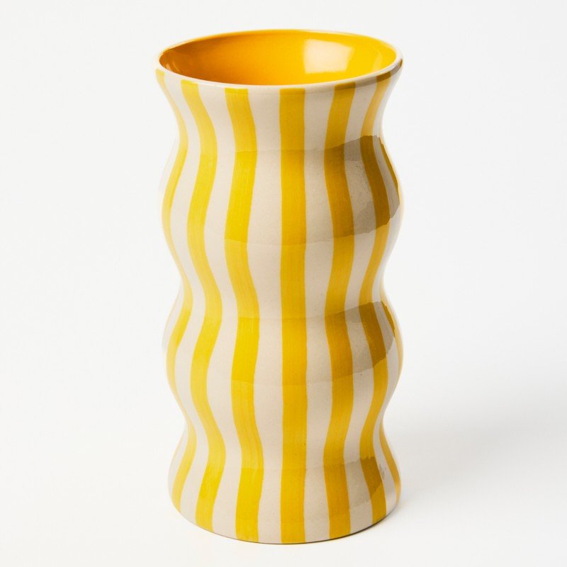 Palma Yellow Stripe Vase - Jones & Co - Ruby's Home Store