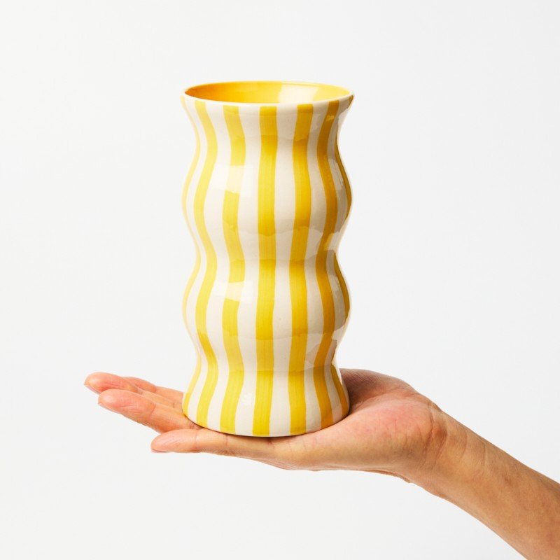 Palma Yellow Stripe Vase - Jones & Co - Ruby's Home Store