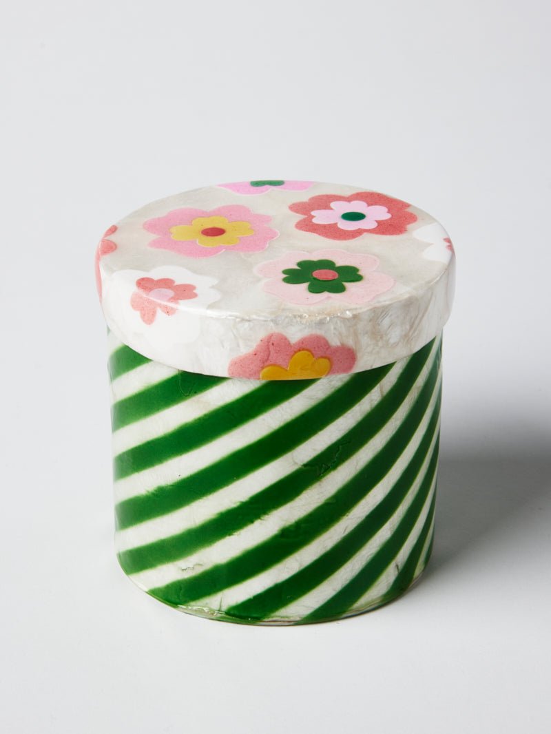 Poppy Stripe Capiz Shell Box - Jones & Co - Ruby's Home Store