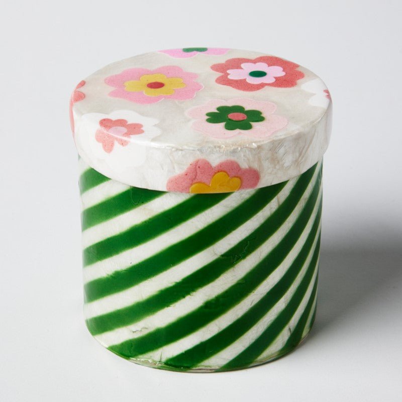 Poppy Stripe Capiz Shell Box - Jones & Co - Ruby's Home Store