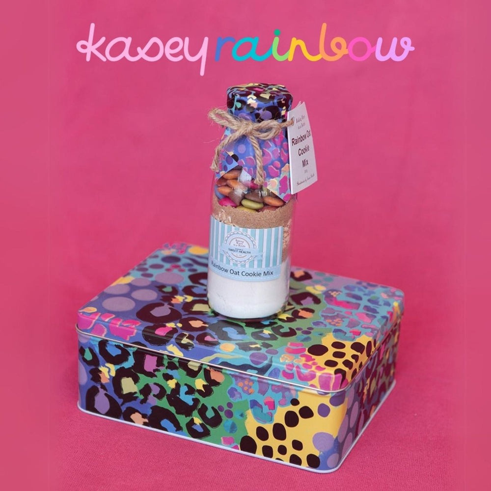 *PRE - ORDER* Kasey Rainbow Electric Leopard Biscuit Tin - Ruby's Home Store