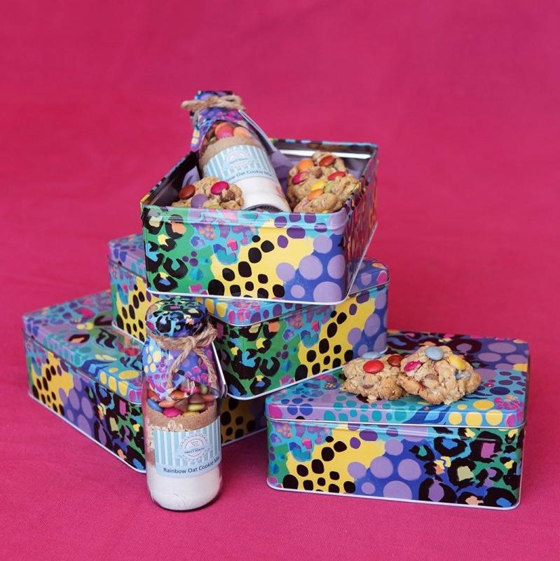 *PRE - ORDER* Kasey Rainbow Electric Leopard Biscuit Tin - Ruby's Home Store