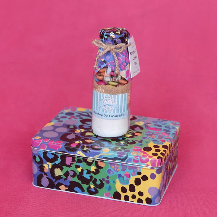 *PRE - ORDER* Kasey Rainbow Electric Leopard Biscuit Tin - Ruby's Home Store