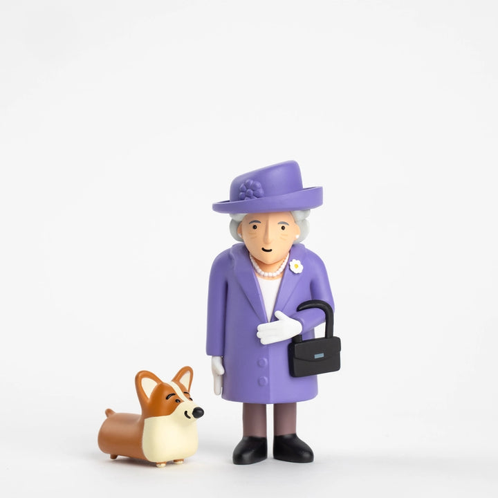 Queen Elizabeth &amp; Royal Corgi Figures - Purple - Collectable Cities