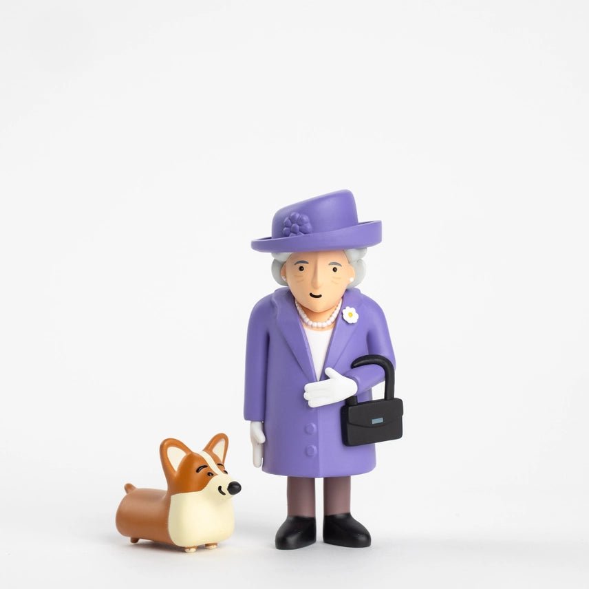 Queen Elizabeth &amp; Royal Corgi Figures - Purple - Collectable Cities - Ruby&