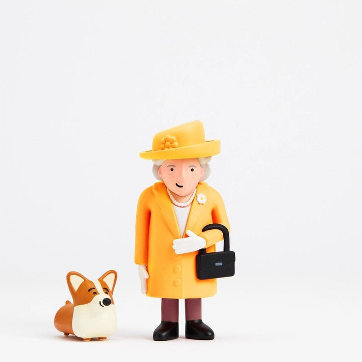 Queen Elizabeth &amp; Royal Corgi Figures - Yellow - Collectable Cities - Ruby&