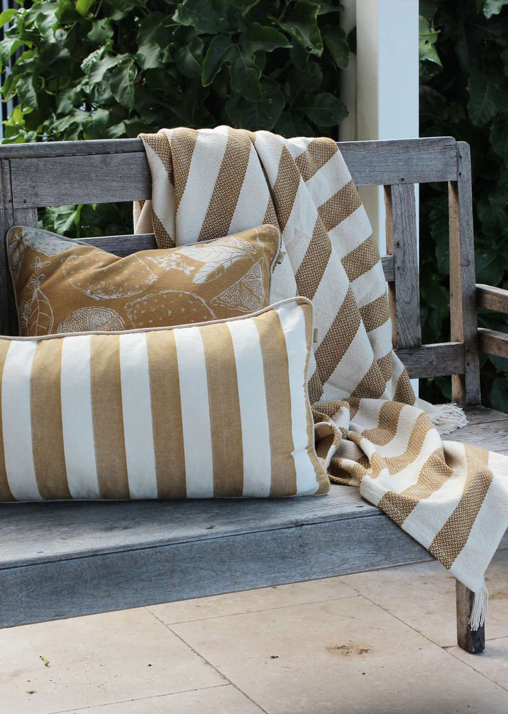 Raine & Humble Bold Stripe Breakfast Cushion - Golden Yellow