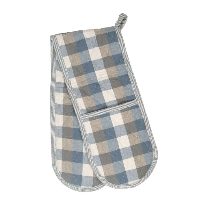 Raine & Humble Check Double Oven Glove - Blue Haze - Ruby's Home Store