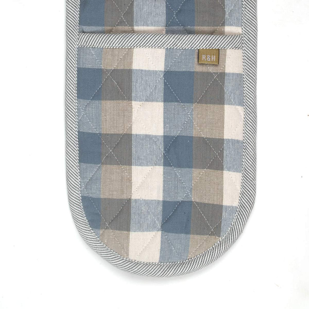 Raine & Humble Check Double Oven Glove - Blue Haze - Ruby's Home Store