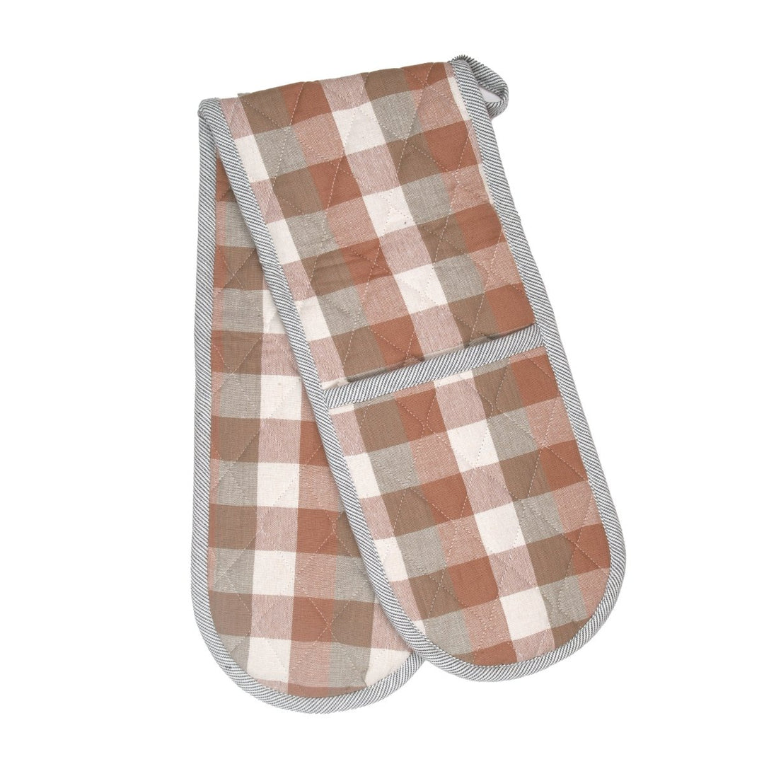 Raine & Humble Check Double Oven Glove - Salmon Pink - Ruby's Home Store