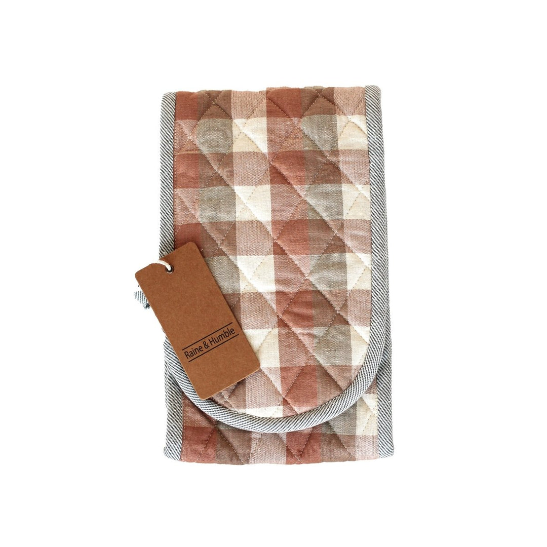 Raine & Humble Check Double Oven Glove - Salmon Pink - Ruby's Home Store